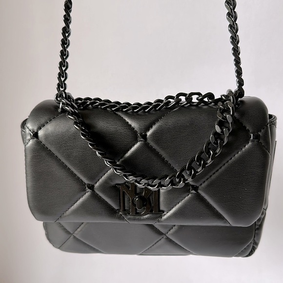 NWT BADGLEY MISCHKA Black Studded Quilted Chain Strap Shoulder Bag - Picture 3 of 11